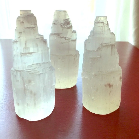 Set of 4 Natural Selenite home protection ✨charged✨ 4” towers - Picture 1 of 4